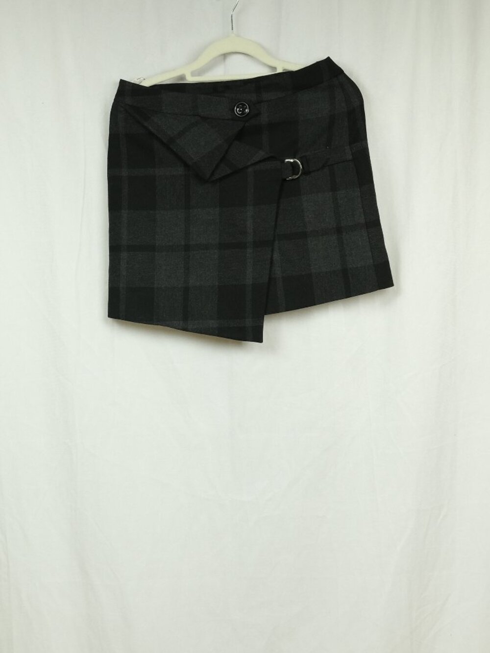 Karen Millen Vintage Check Wool Blend Skirt Black Size 4 Workwear